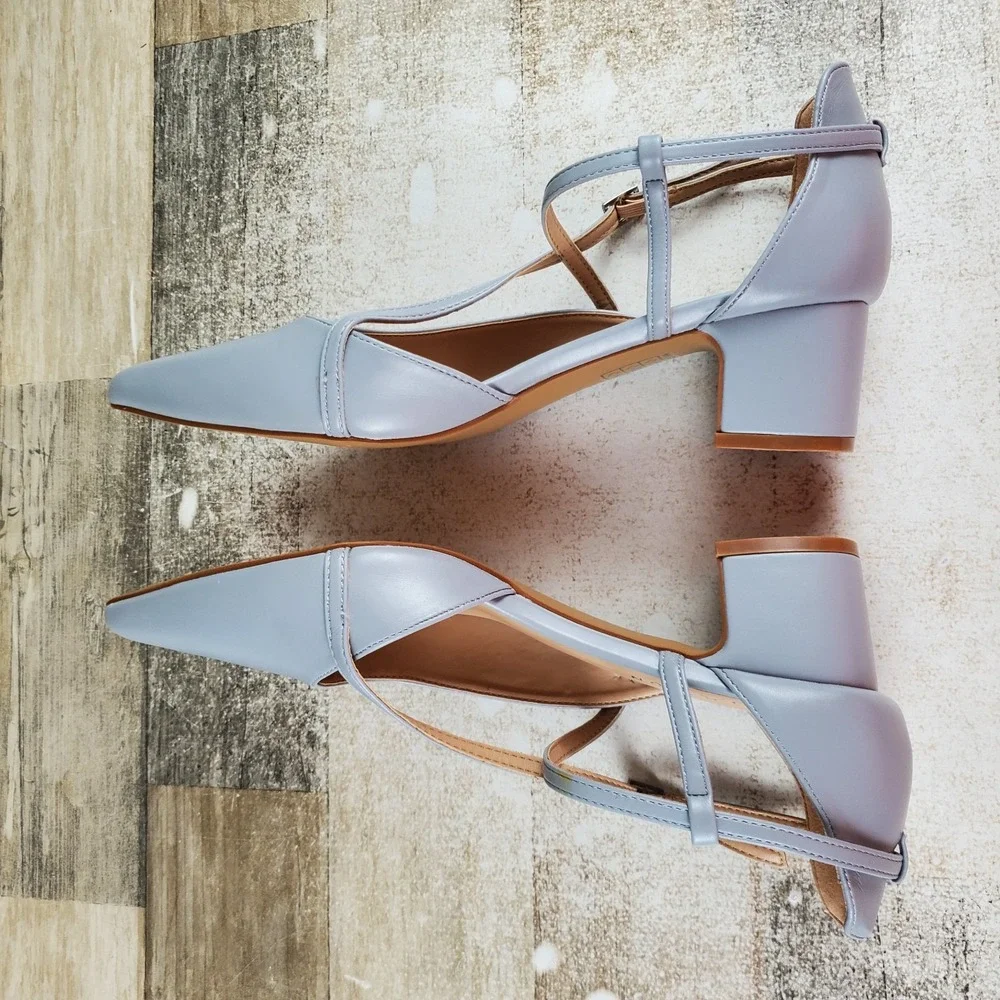 Journee Collection Galvinn Womens Crisscross Pump Sz 9 Light Blue Vegan Leather